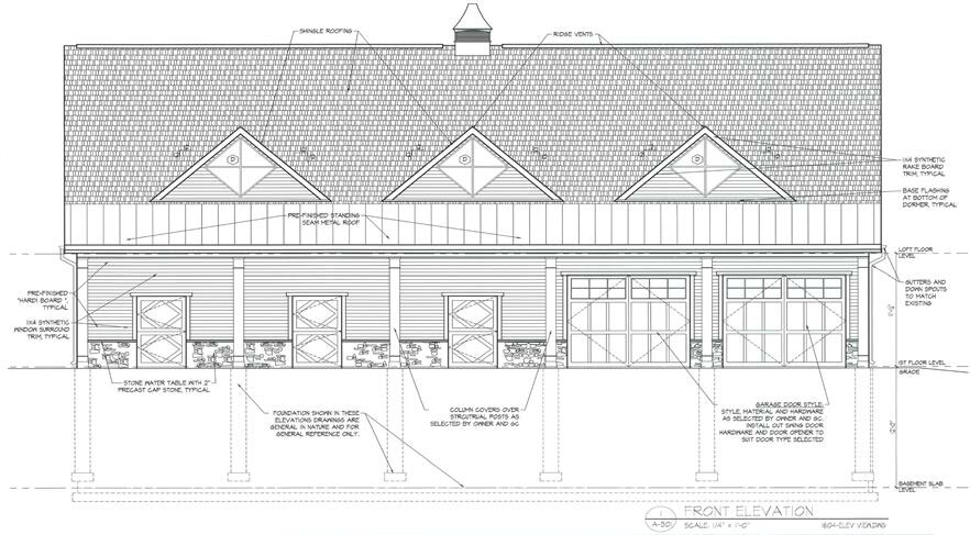 AutoCAD elevation drawing of the barn