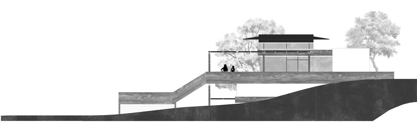 Second site elevation drawing of the visitor center