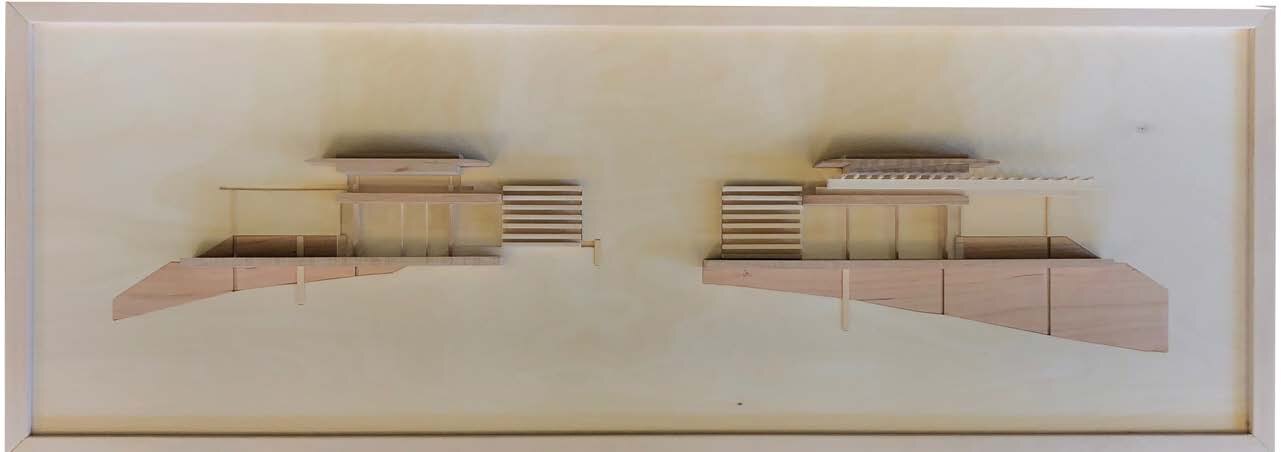 Low relief facade study in wood