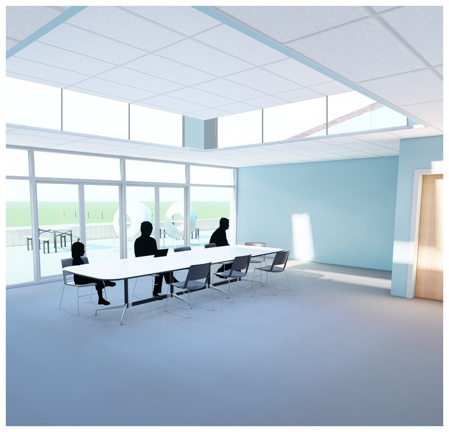 Lighting simulation of a classroom with clerestory and adjustable interior lights