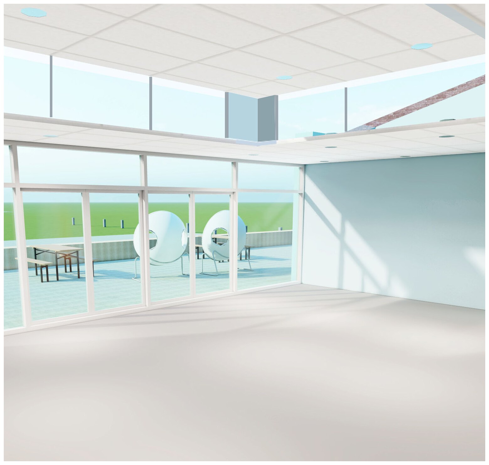 Lighting simulation of a classroom lit by daylight only