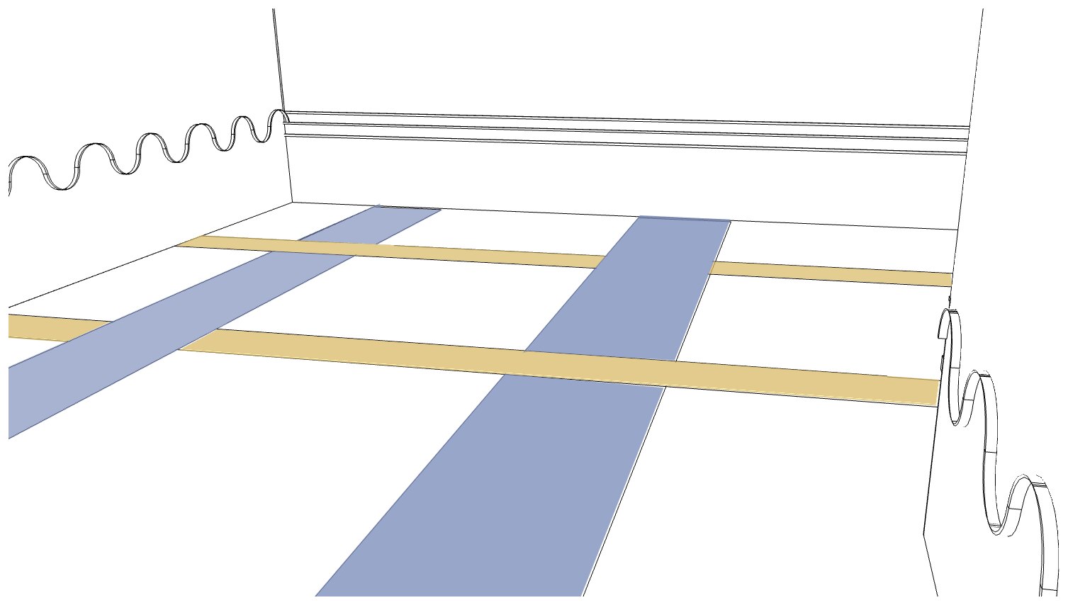 Sketch of color-coded floor bands in the corridor